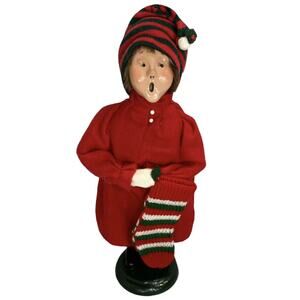 Byers Choice Ltd Caroler Pajama Boy With Stocking Christmas 1986 Figurine